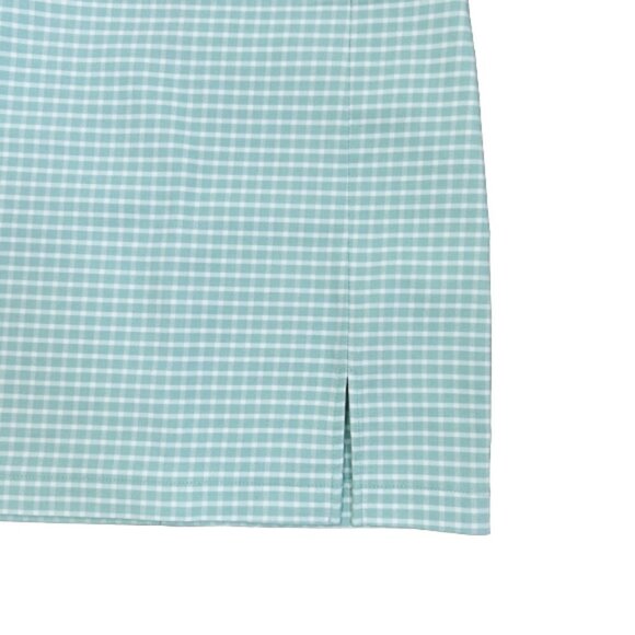 NWT Forever 21 Mini Skirt  Auqu/white Checkered Mini Pencil Above Knee Stretch M - Picture 4 of 10